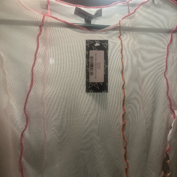 Pretty Girl Sheer White Blouse with Pink Accents - Picture 1 of 4